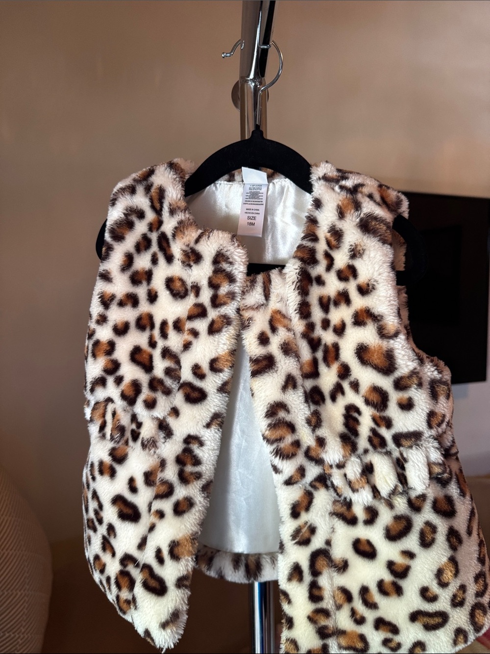 Nordstrom Leopard Print Faux Fur Vest - Cream, Brown, Black